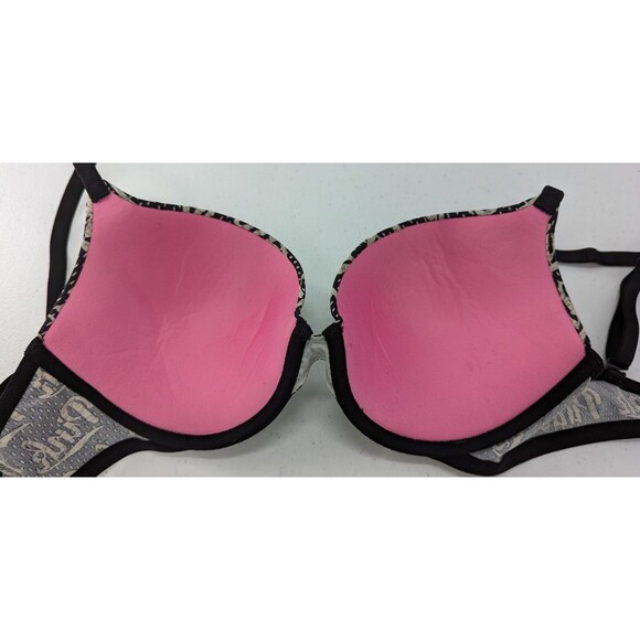 Victoria's Secret  PINK Bra Women’s 34D Black Gray Logo Spotted Push Up - Picture 5 of 7